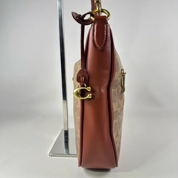 Pre-Owned Women’s Coach Chaise Signature Canvas Sling Contrast Trim Leather Bag - Picture 5 of 14